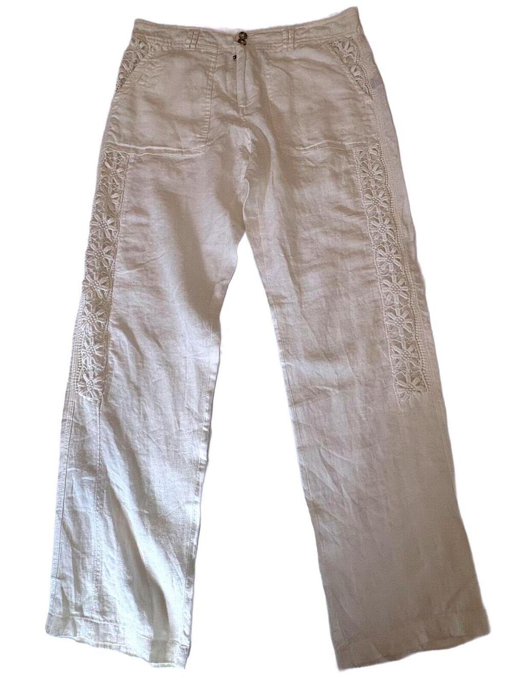 $350 Neiman Marcus Lace Embroidered Linen pants